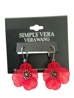 Simply Vera Vera Wang Bright Red Floral Drop Earrings